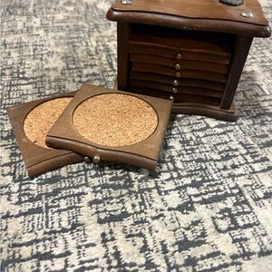 Wooden Coaster Set with Holder